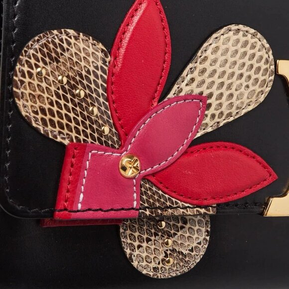 Louis Vuitton Black Leather Python Chain Louise Iris Blossom Clutch Bag - Picture 7 of 12